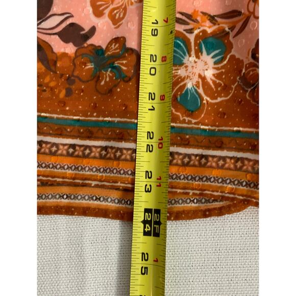 NEW Joie Floral Peasant Sleeve Boho Blouse Peach Top Tie Front Womens Size small - Picture 6 of 6